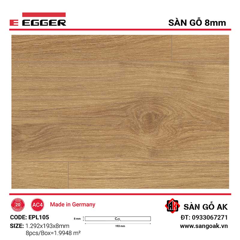 Sàn Gỗ Công Nghiệp Đức Egger 8mm EPL105